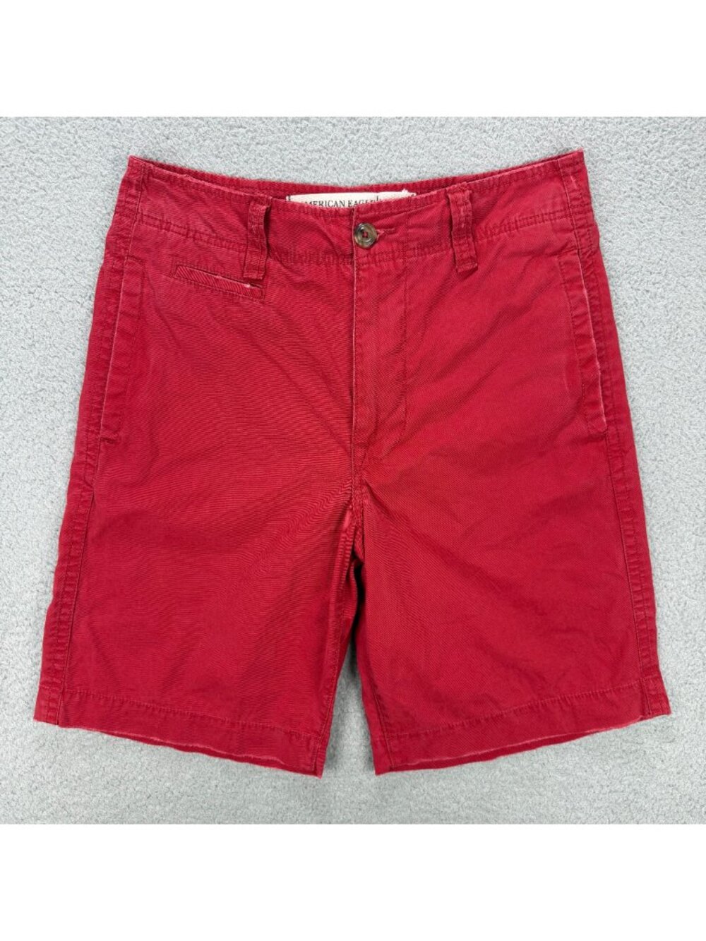 American Eagle Shorts Mens 30 Red Chino Khaki Distressed AE Casual Vintage Y2K